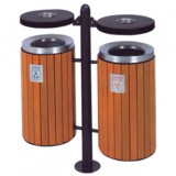 小區(qū)雙桶鋼木分類垃圾箱