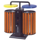 立式雙桶鋼木分類垃圾箱