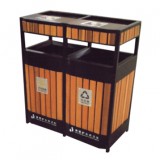 雙聯(lián)式鋼木分類垃圾箱