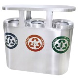 高檔三筒不銹鋼戶外廣場分類垃圾桶