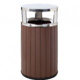 商場(chǎng)圓形鋼木垃圾桶