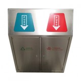 新款戶外雙筒不銹鋼垃圾箱