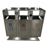 小區(qū)戶外方形三分類不銹鋼垃圾箱