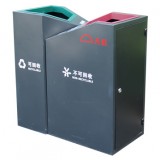商場(chǎng)直投口雙分類鋼制垃圾桶
