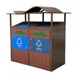 深圳梧桐山景區轉木紋不銹鋼分類垃圾桶