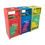 戶外組合三分類彩色不銹鋼垃圾桶