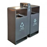 戶外小區(qū)噴塑兩連體不銹鋼分類果皮箱