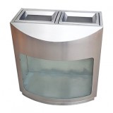 室內(nèi)地鐵站透明兩連體不銹鋼分類垃圾桶