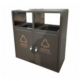 戶外噴塑烤漆兩連體不銹鋼垃圾桶