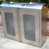 品質(zhì)生活新選擇透明防爆不銹鋼分類垃圾桶