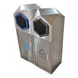 室外園林組合式菱形不銹鋼分類垃圾桶