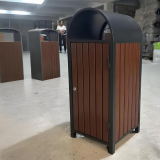 林園鋼木方形垃圾桶單筒美學與功能的生態融合