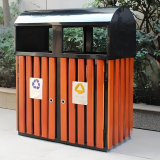 戶外鋼木兩分類垃圾桶的城市美學敘事