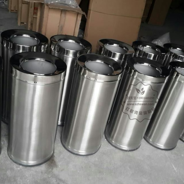 斜口不銹鋼圓形垃圾桶圖片001