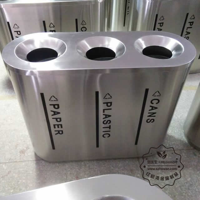 室內(nèi)不銹鋼三分類垃圾桶圖片001