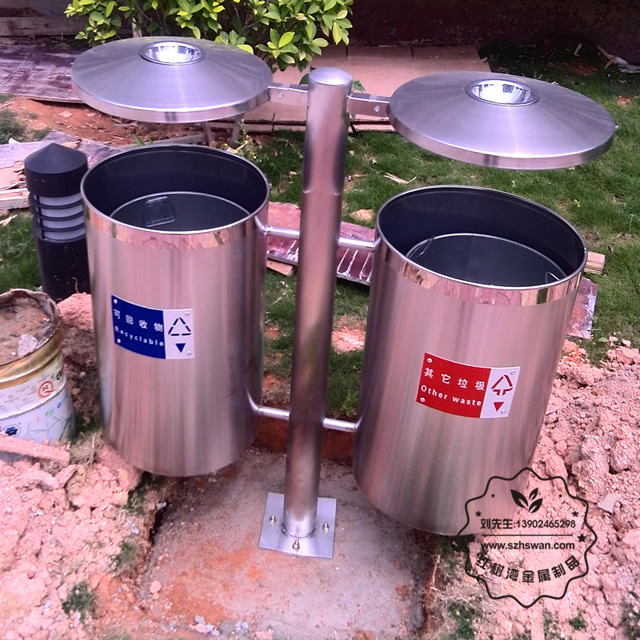戶外不銹鋼分類垃圾桶圖片001