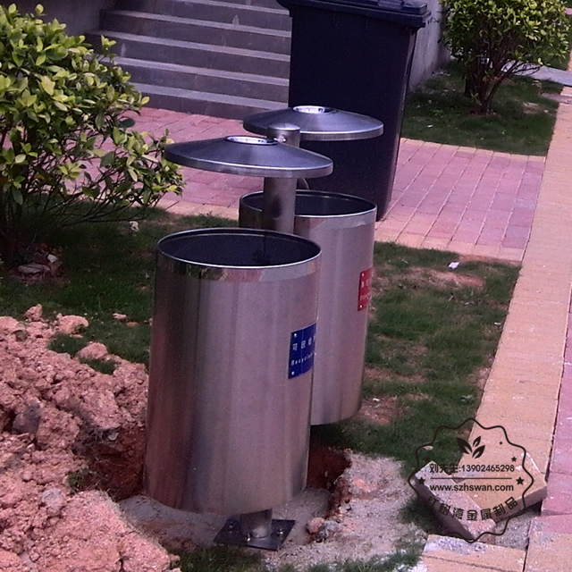 戶外不銹鋼分類垃圾桶圖片003