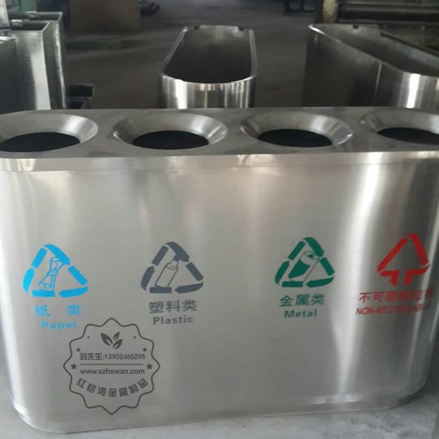 四筒室內不銹鋼四分類垃圾桶圖片003