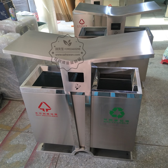 翼形不銹鋼分類垃圾桶圖片002
