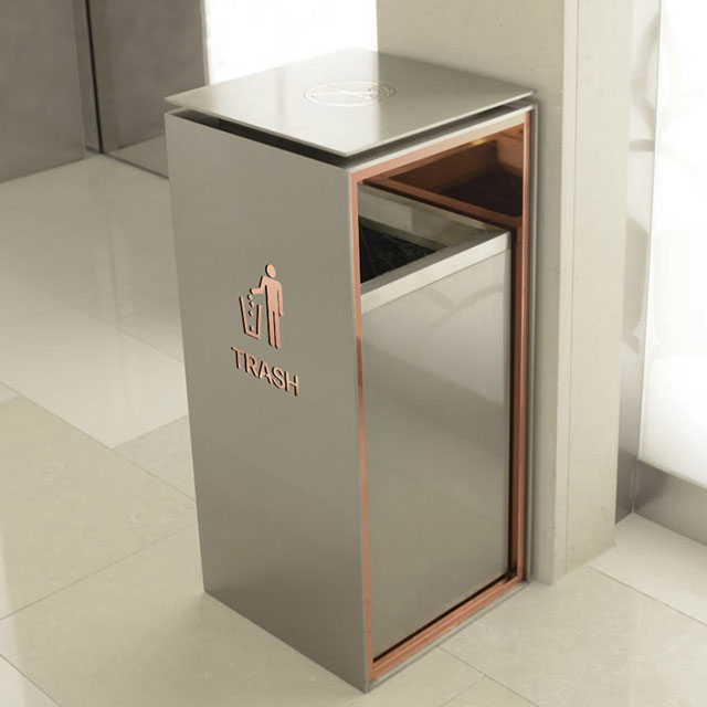 商場及酒店高檔玫瑰金垃圾桶款式推薦