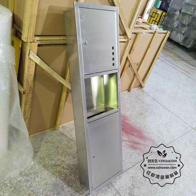 嵌入式室內(nèi)三分類不銹鋼垃圾箱