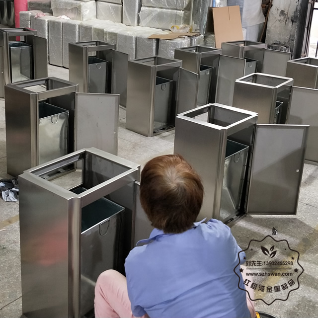 噴塑電梯口室內方形不銹鋼果皮箱02