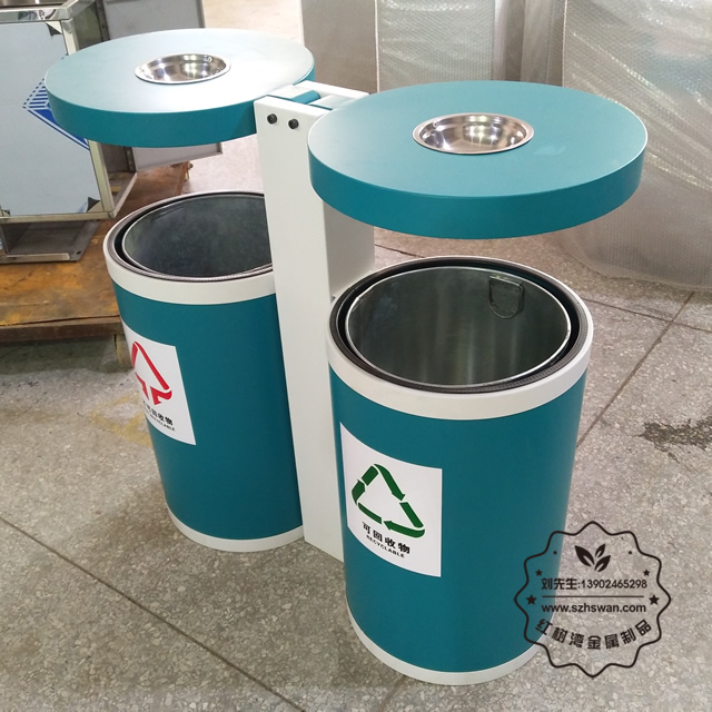 戶外噴塑圓形分類不銹鋼垃圾桶001