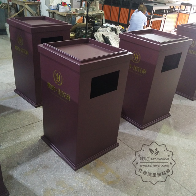 噴塑室內電梯口方形鐵皮果皮箱圖片003