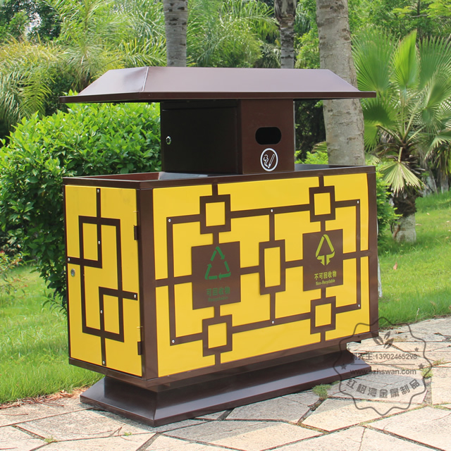 景區(qū)物業(yè)戶外冷軋鋼分類鋼制垃圾箱圖片001