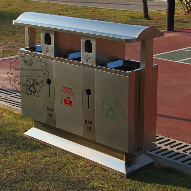 戶外三分類街道不銹鋼垃圾箱圖片001