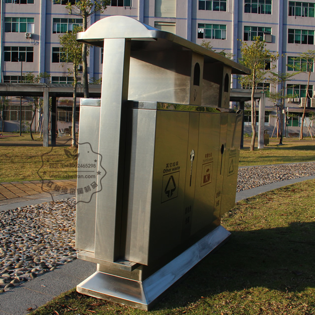 戶外三分類街道不銹鋼垃圾箱圖片003
