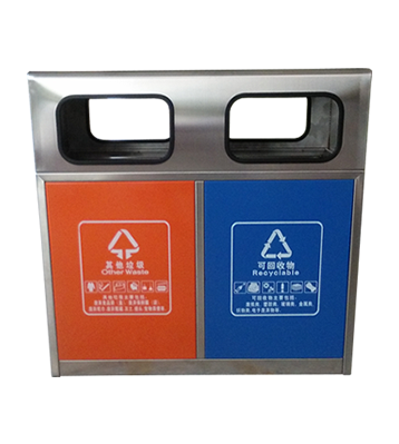 戶外城市街道雙分類不銹鋼垃圾箱主圖