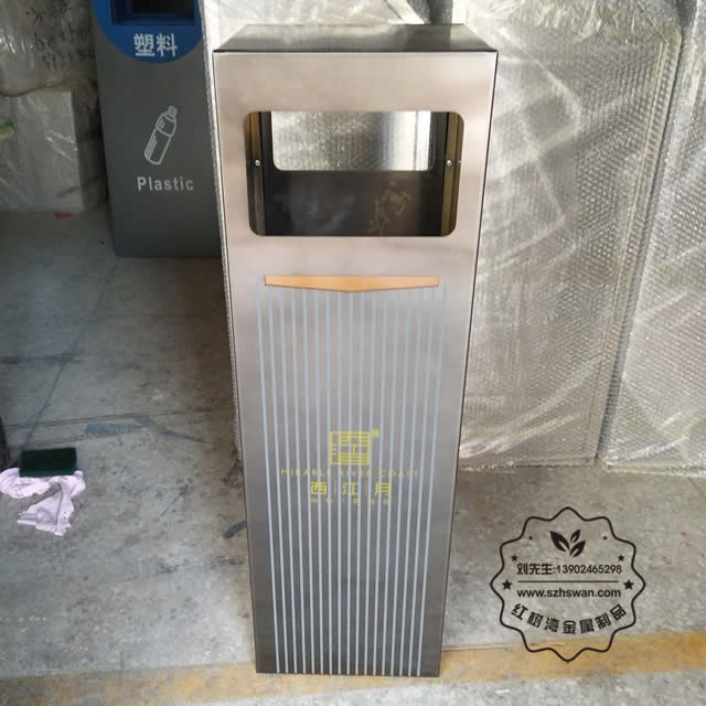 商業電鍍室內方形不銹鋼果皮箱圖片001