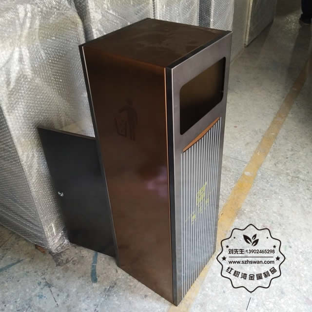 商業電鍍室內方形不銹鋼果皮箱圖片003