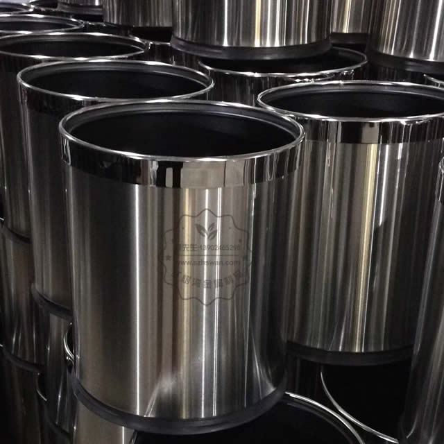 室內酒店客房圓柱形不銹鋼果皮箱圖片002