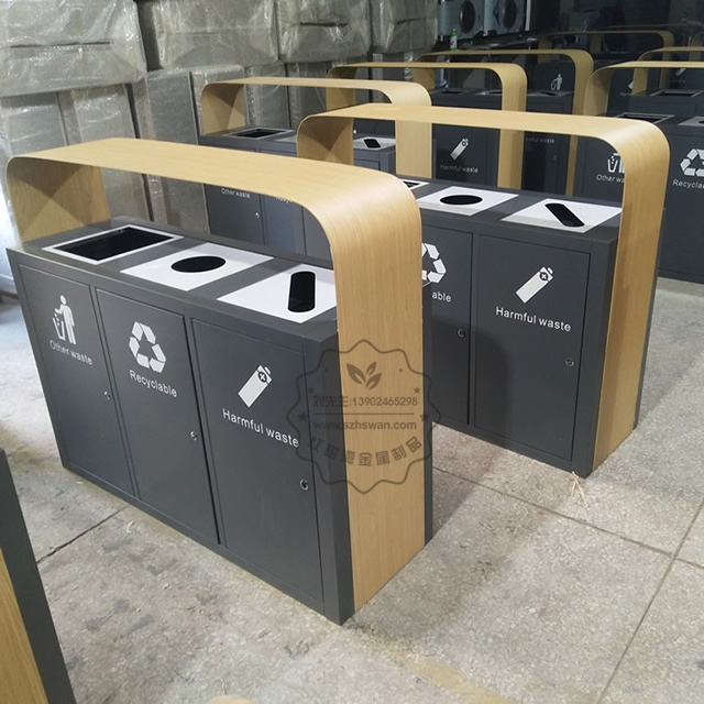 不銹鋼仿木垃圾桶2