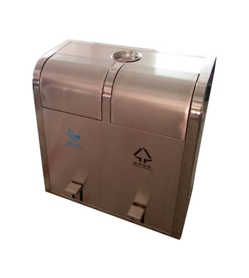 戶外腳踏式不銹鋼分類垃圾桶主圖