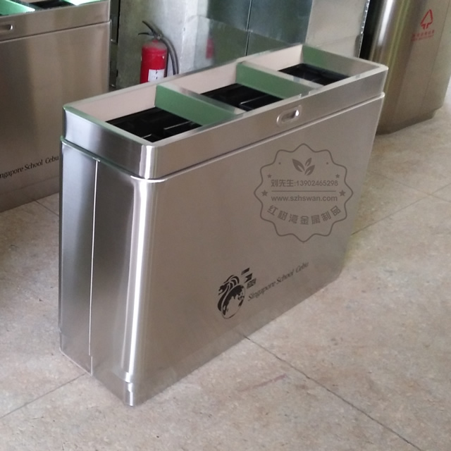 高檔室內不銹鋼分類垃圾桶圖片003
