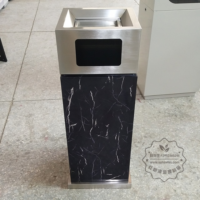 室內電鍍仿大理石方形不銹鋼垃圾桶圖片001