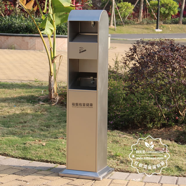 戶外方形不銹鋼滅煙柱垃圾桶圖片001