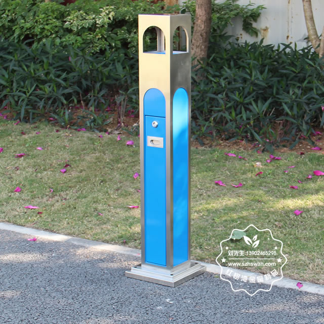 創意室外方形不銹鋼煙灰柱圖片001