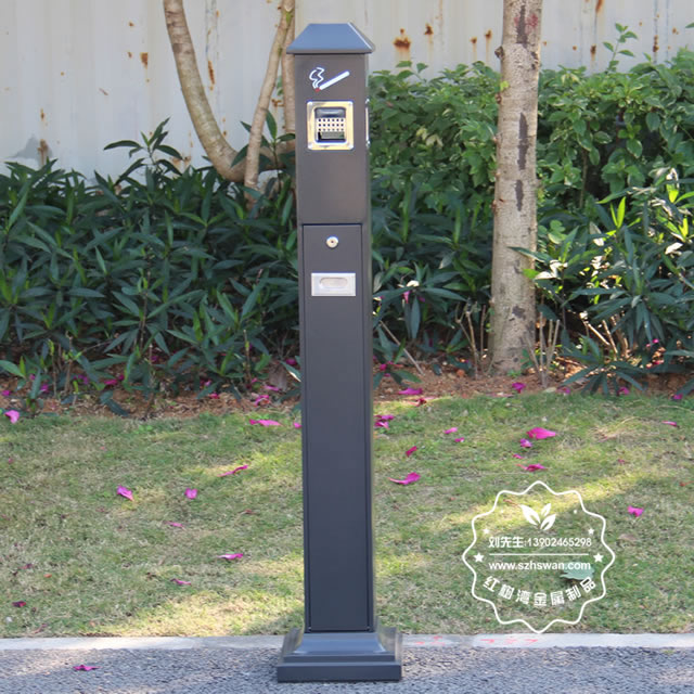 烤漆方形不銹鋼煙蒂柱圖片001