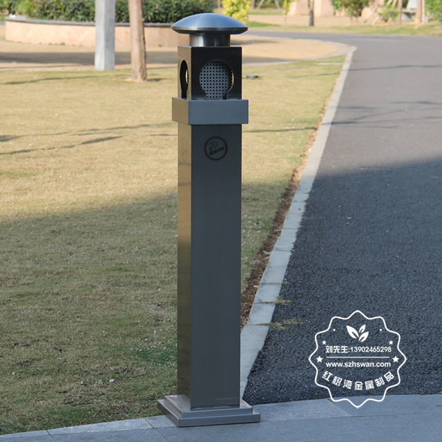 高鐵站戶外方形不銹鋼煙蒂柱002