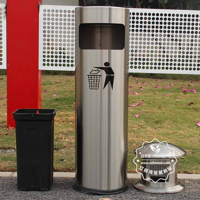 圓柱形不銹鋼煙灰垃圾桶圖片003