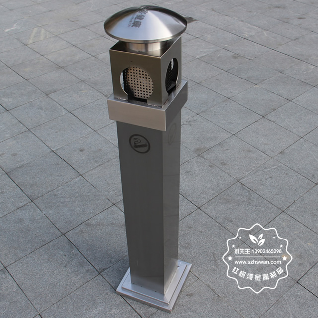高鐵站戶外方形不銹鋼煙蒂柱003