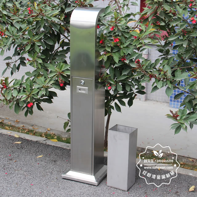 地鐵站出口方形不銹鋼煙灰柱圖片004