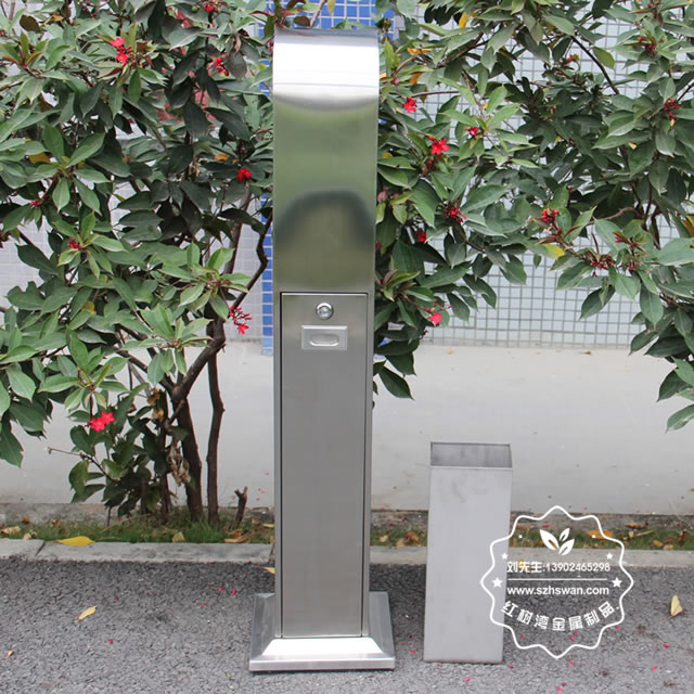 地鐵站出口方形不銹鋼煙灰柱圖片005