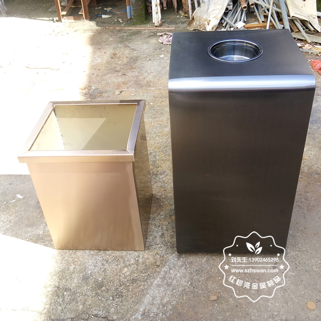 室內(nèi)電梯口方形鋼制果皮箱圖片06