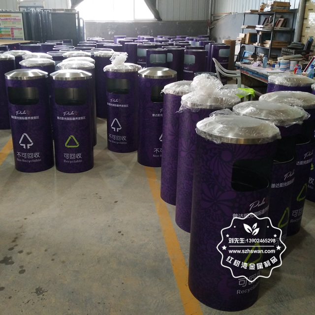 景區戶外圓柱形分類不銹鋼果皮箱圖片03