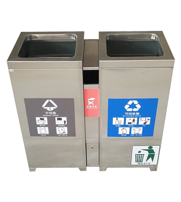 室內304不銹鋼兩分類垃圾桶主圖